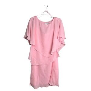 Drapers & Damons Pink Chiffon Overlay Top and Skirt Women's Size M Layered
